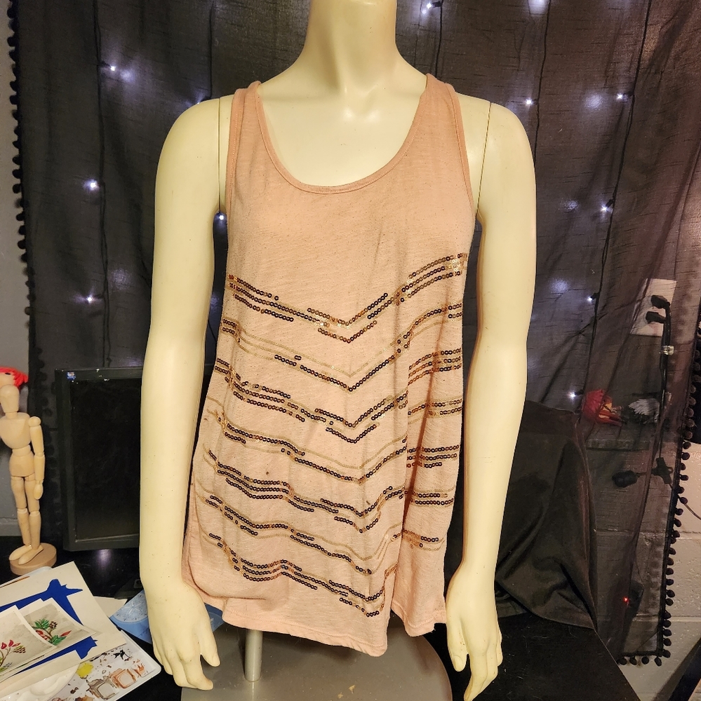 Pink Sequin Tank Top
